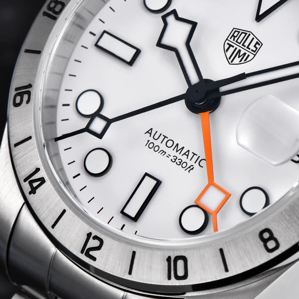 RollsTimi New GMT Automatikuhr RT-7911 mit NH34A Uhrwerk in Edelstahl Michas.Zeithaus