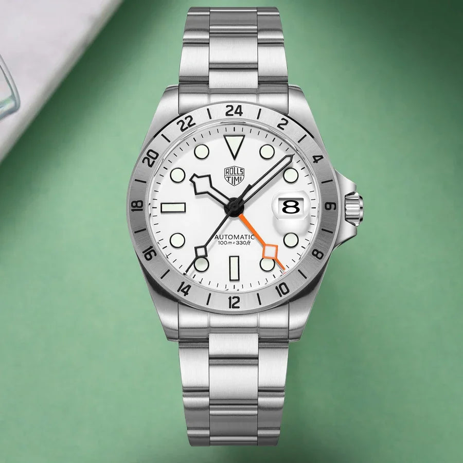 RollsTimi New GMT Automatikuhr RT-7911 mit NH34A Uhrwerk in Edelstahl Michas.Zeithaus