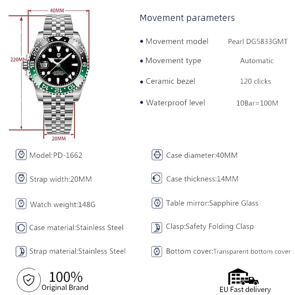 PAGANI DESIGN PD-1662 Automatikuhr mit Pearl-Uhrwerk Michas.Zeithaus