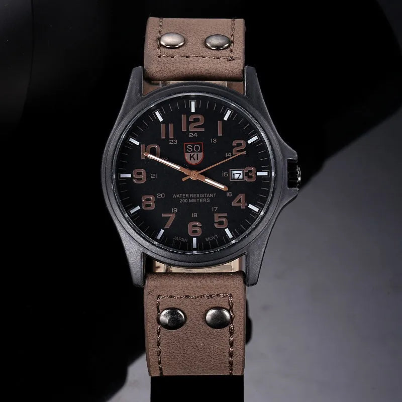 Hot Sales Men's Watches Matte Leather Quartz Male Wristwatch Date Calendar Casual Watch For Men 2022 Fashion Sport