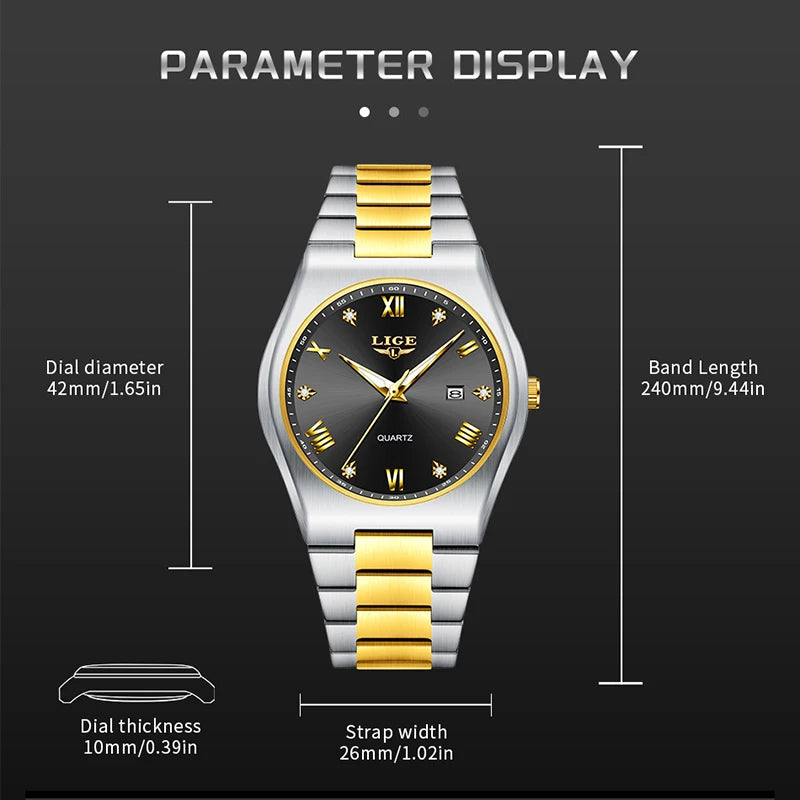 LIGE 2025 neue einfache Business-Herrenuhr Quarz-Armbanduhr