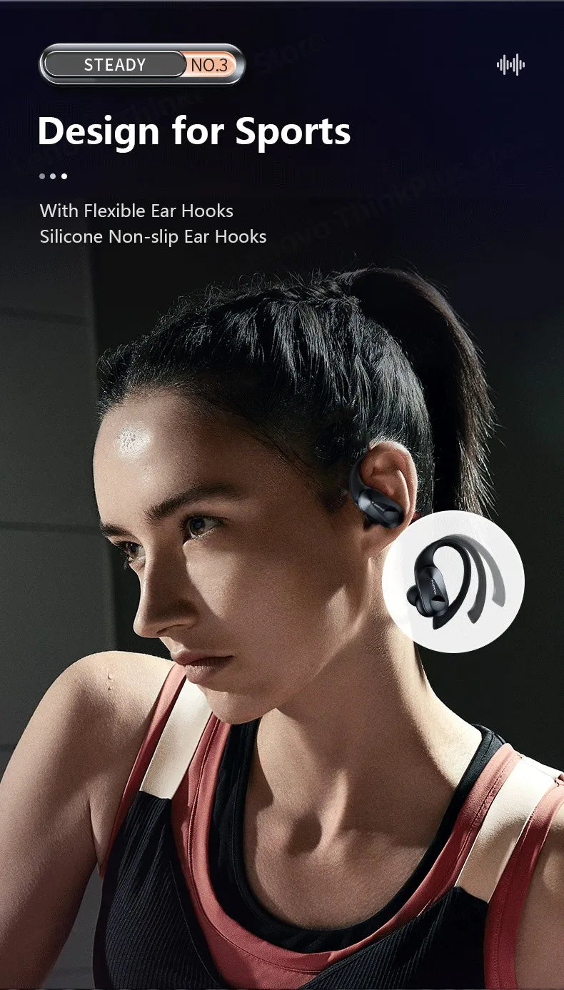 Lenovo LP75 TWS Drahtlose Bluetooth V5.3 Kopfhörer IPX5 Digital Display Ohrbügel Ohrhörer HiFi Stereo Noise Reduction Kopfhörer