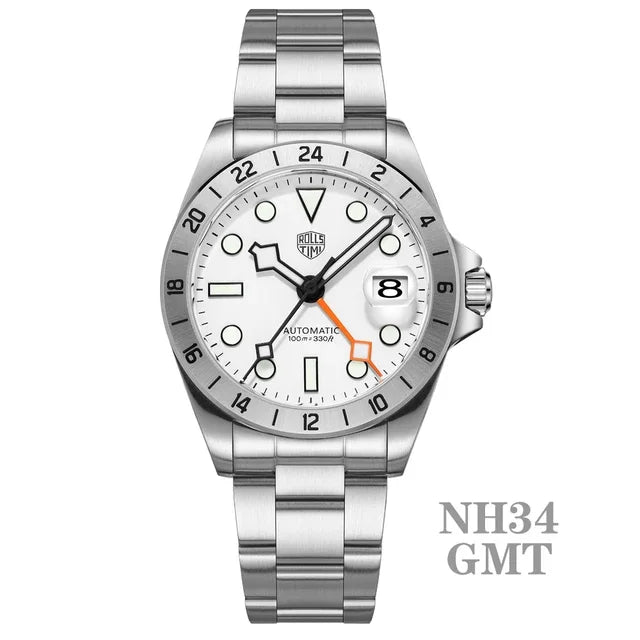 RollsTimi New GMT Automatikuhr RT-7911 mit NH34A Uhrwerk in Edelstahl Michas.Zeithaus