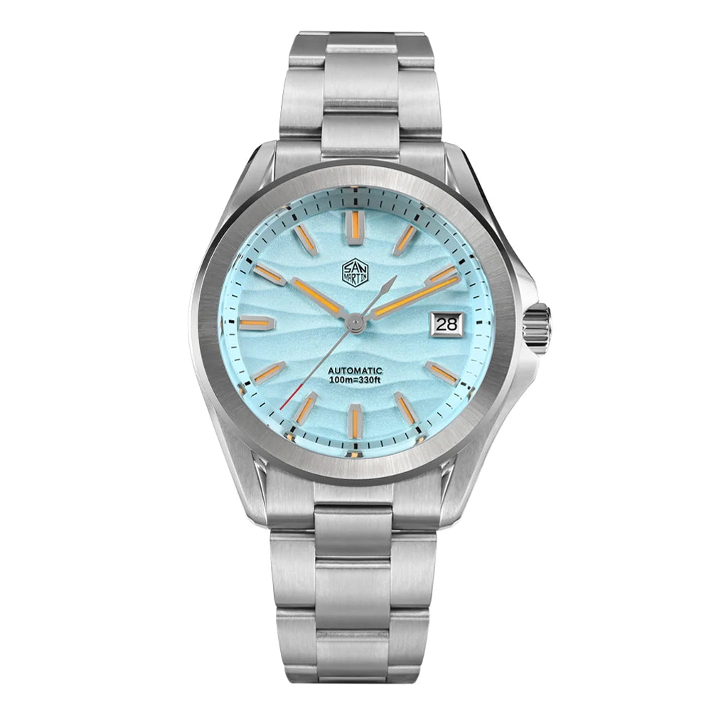 San Martin Modell SN0129 Gada Uhr 39 mm Wüstenstruktur mit NH35, Automatikuhr + Saphirglas, Wasserdicht, 100 M Leuchtend