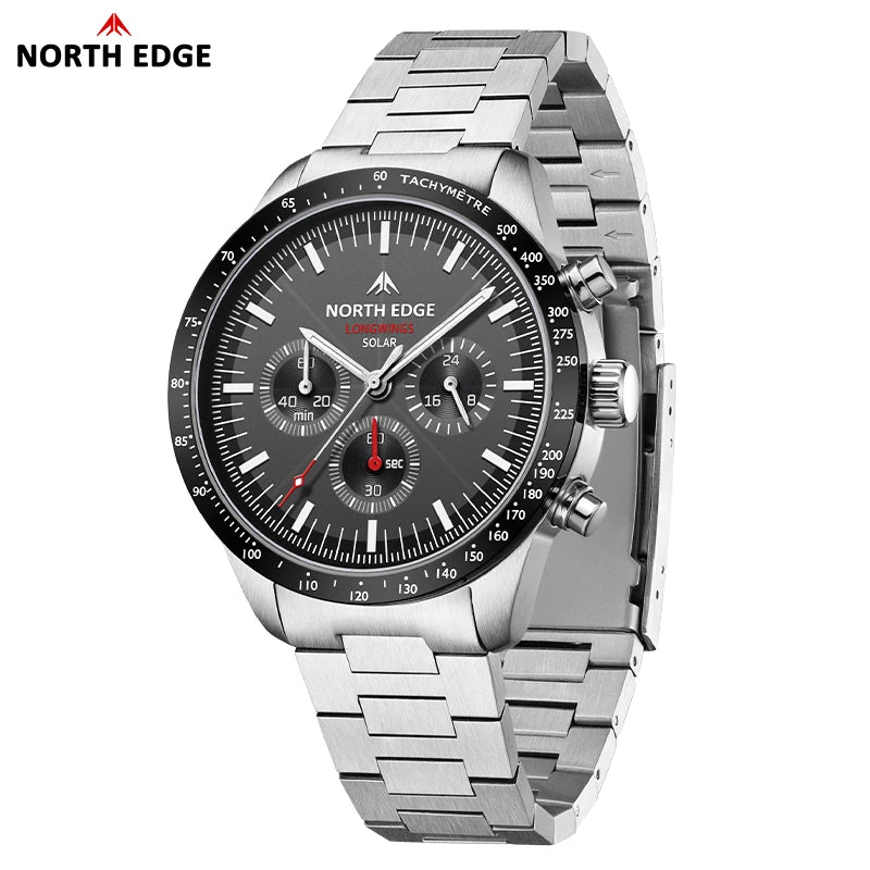 North Edge 2025 LONGWINGS Quartz Men Watch Waterproof 50M 316 Full Stainless Steel Luminous Pilot Watch Michas.Zeithaus