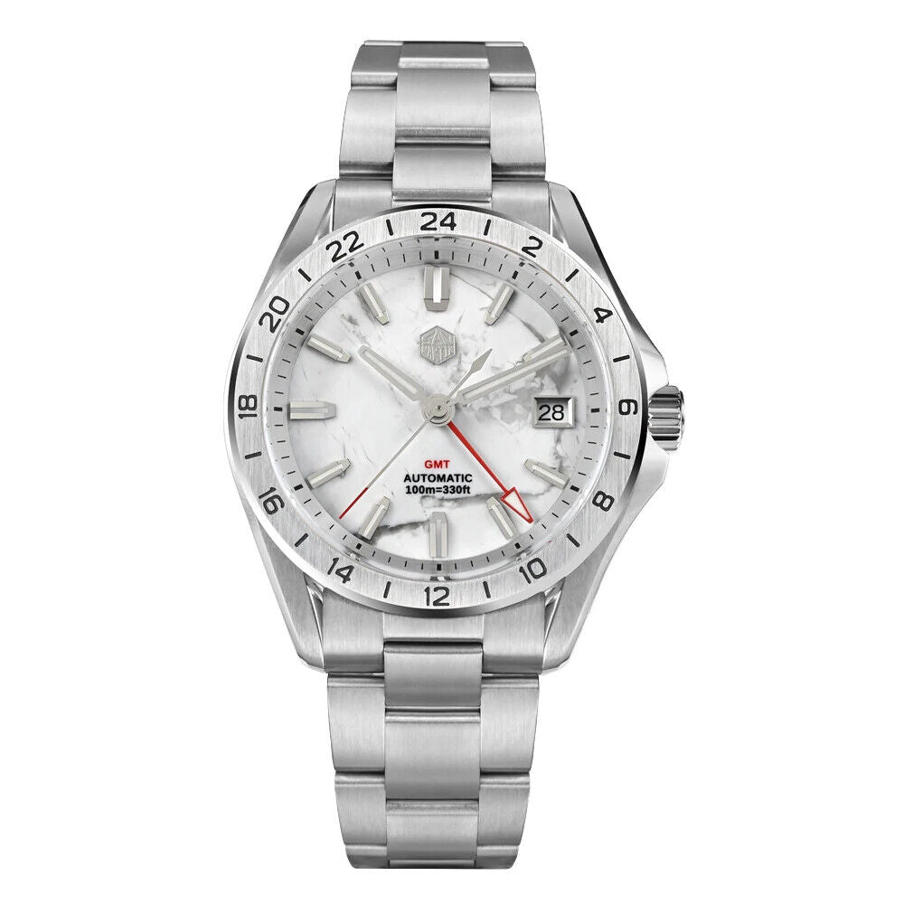 San Martin 39mm Aventurine Gemstone NH34 GMT Automatikuhr - Michas.Zeithaus