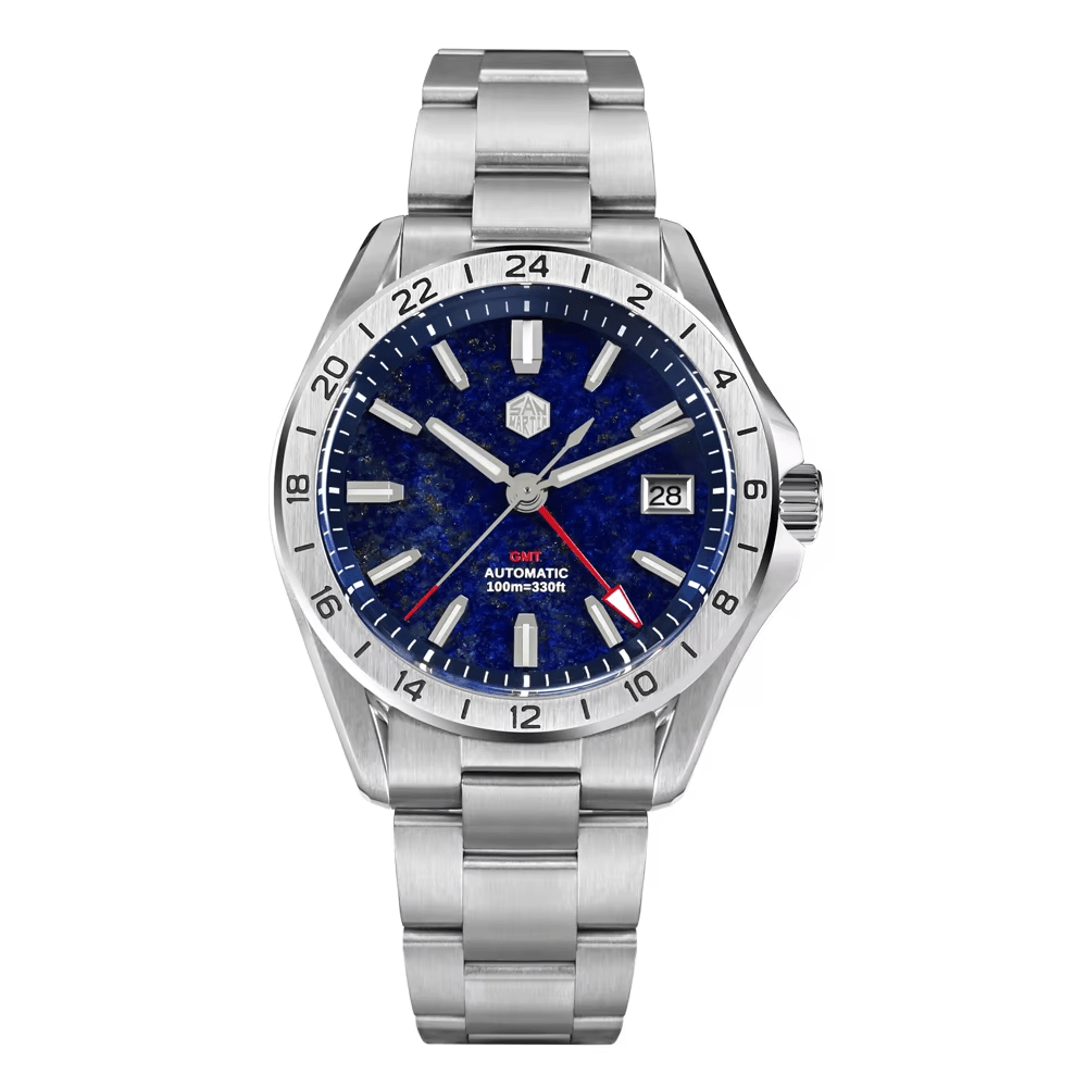 San Martin 39mm Aventurine Gemstone NH34 GMT Automatikuhr - Michas.Zeithaus