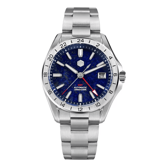 San Martin 39mm Aventurine Gemstone NH34 GMT Automatikuhr - Michas.Zeithaus