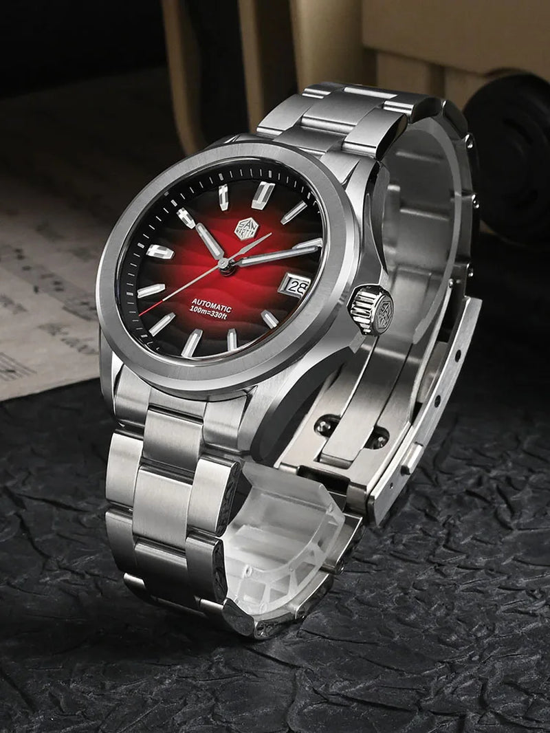 San Martin Modell SN0129 Gada Uhr 39 mm Wüstenstruktur mit NH35, Automatikuhr + Saphirglas, Wasserdicht, 100 M Leuchtend