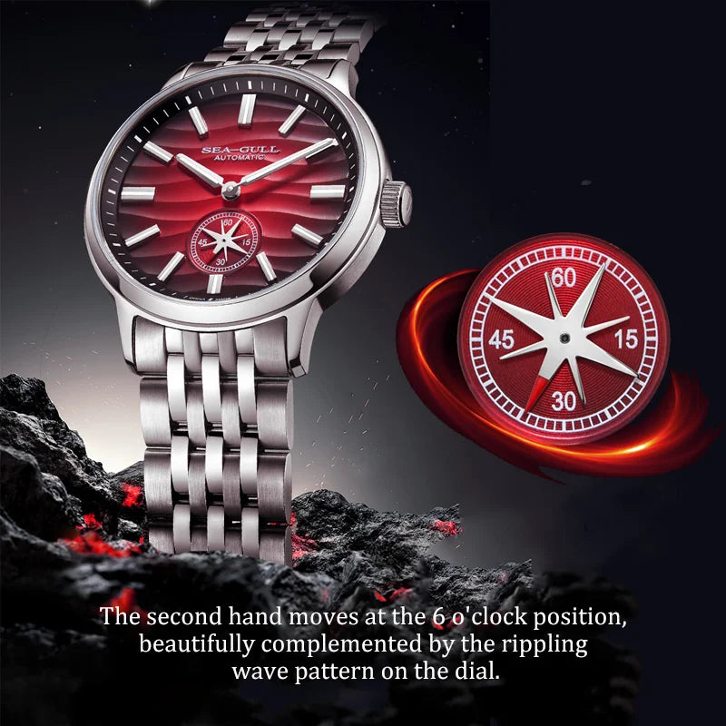 Seagull Natural Series Automatikuhr, Polaris Sub-Zifferblatt, Leuchtend, Luxus-Armbanduhr 6180 