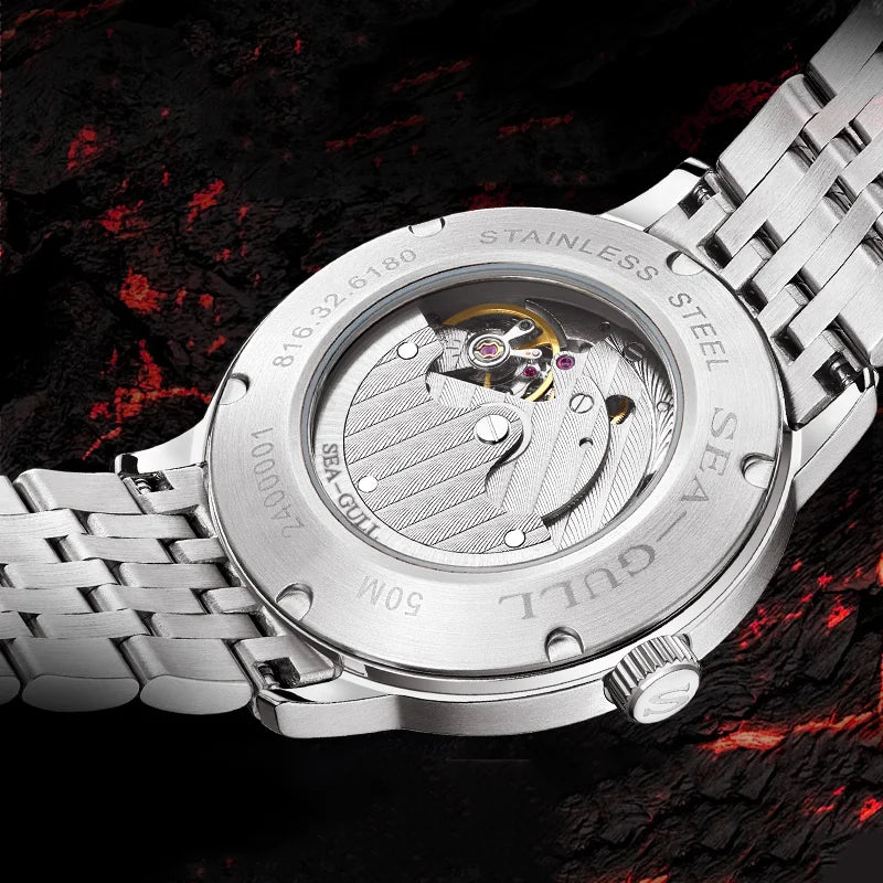 Seagull Natural Series Automatikuhr, Polaris Sub-Zifferblatt, Leuchtend, Luxus-Armbanduhr 6180 