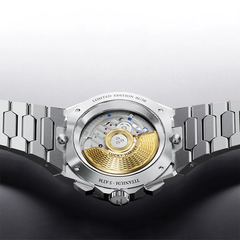 Lucky Harvey Limitierte Edition 50 Stück Automatikuhr aus Titanium Meteorite Zifferblatt Sapphire Glas
