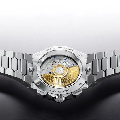 Lucky Harvey Limitierte Edition 50 Stück Automatikuhr aus Titanium Meteorite Zifferblatt Sapphire Glas