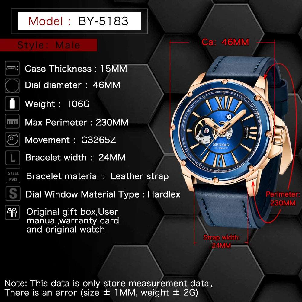 BENYAR 5183 Luxury Automatic Watch NEW
