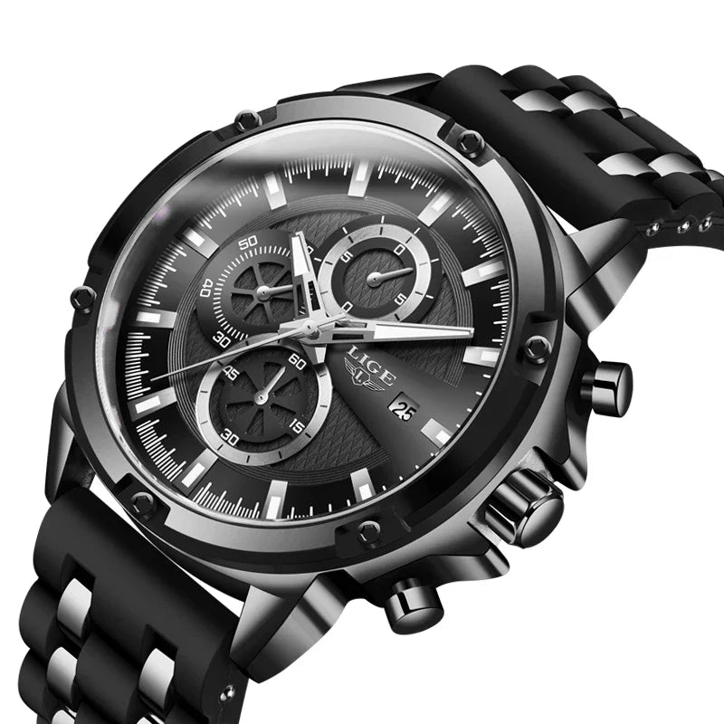LIGE New Silicone Sport Men Watches Quartz Watch LG10028