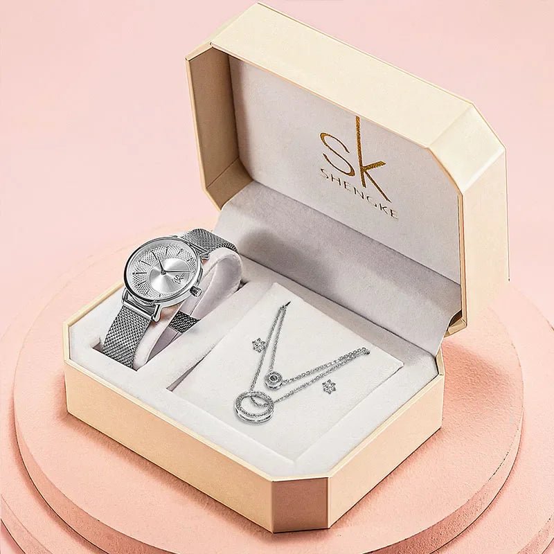 SHENGKE Luxury Jewelry Watches Bracelets Earring Necklace Gift Set Box K0039L - Michas.Zeithaus