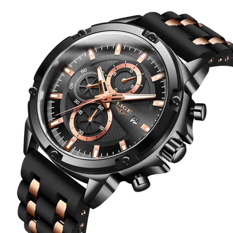 LIGE New Silicone Sport Men Watches Quartz Watch LG10028