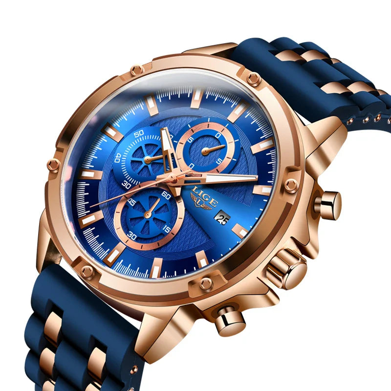 LIGE New Silicone Sport Men Watches Quartz Watch LG10028