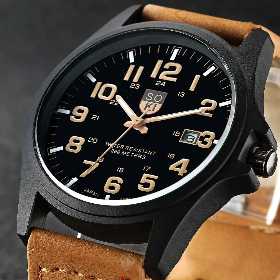 Hot Sales Men's Watches Matte Leather Quartz Male Wristwatch Date Calendar Casual Watch For Men 2022 Fashion Sport