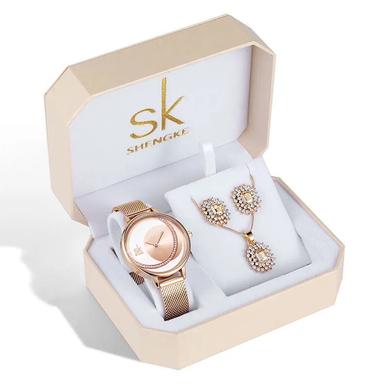 SHENGKE SK Luxury Jewelry Watches Set Bracelets & Bangles Earring Sets 95001 - Michas.Zeithaus