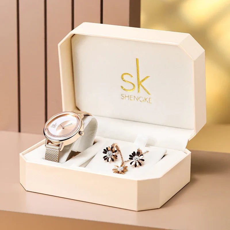 SHENGKE Luxury Jewelry Watches Bracelets Earring Necklace Gift Set Box K0039L - Michas.Zeithaus
