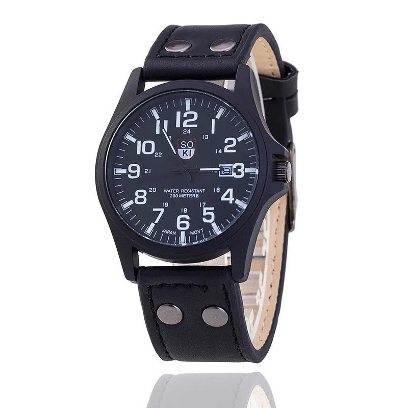 Hot Sales Men's Watches Matte Leather Quartz Male Wristwatch Date Calendar Casual Watch For Men 2022 Fashion Sport