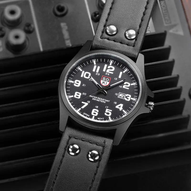 Hot Sales Men's Watches Matte Leather Quartz Male Wristwatch Date Calendar Casual Watch For Men 2022 Fashion Sport