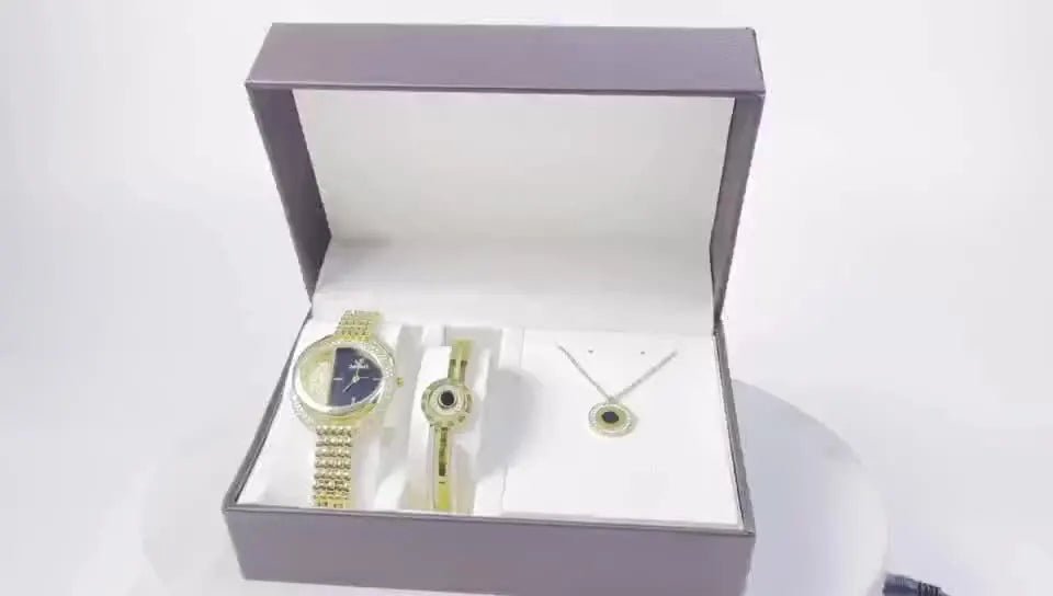 S536F Geschenkbox mit Quarzuhr, Armreif und Kette - Michas.Zeithaus