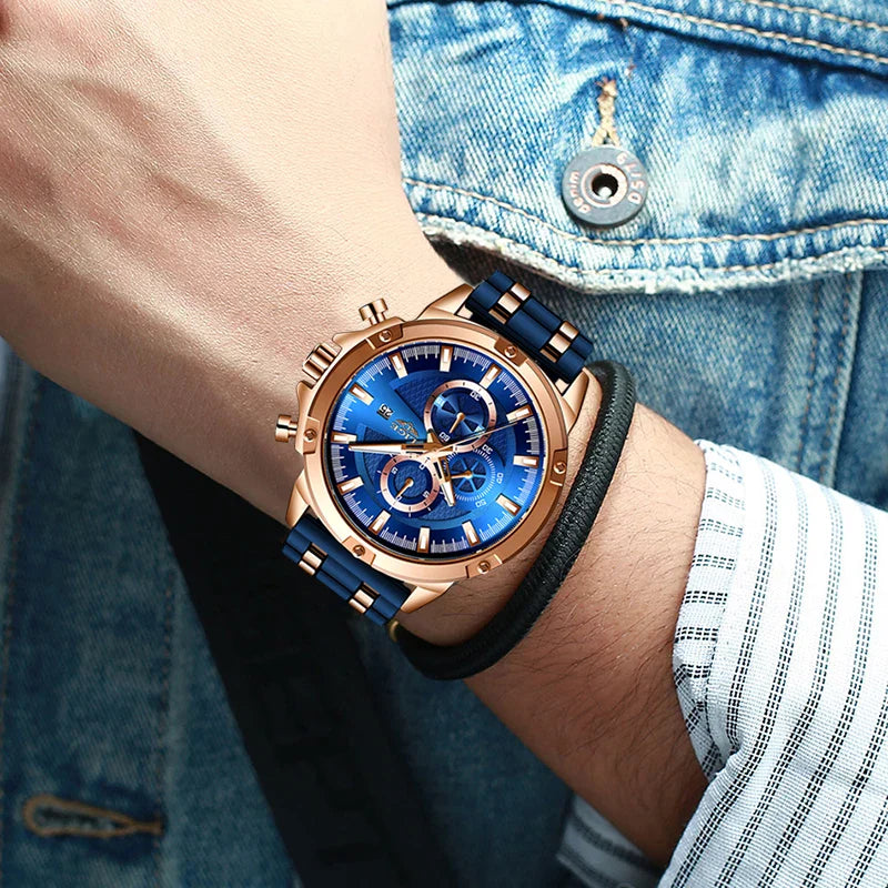 LIGE New Silicone Sport Men Watches Quartz Watch LG10028
