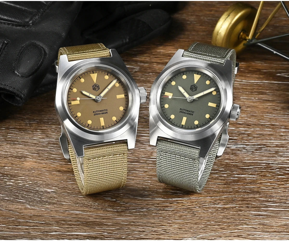 San Martin Modell SN029-G-C Pilot Vintage Automatikuhr wasserdicht 20Bar