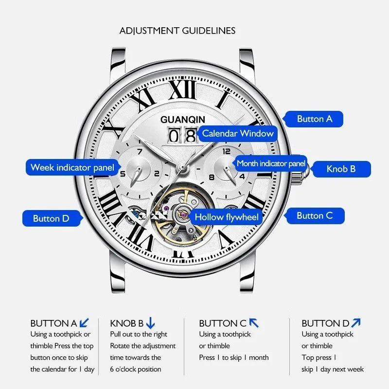 GUANQIN 16283 High Quality Automatic Mechanical Movement watch - Michas.Zeithaus