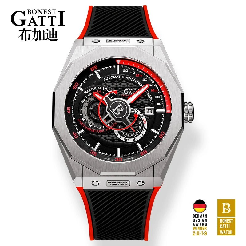 BONEST GATTI 8601 Automatic Mechanical Sport Waterproof Watch - Michas.Zeithaus