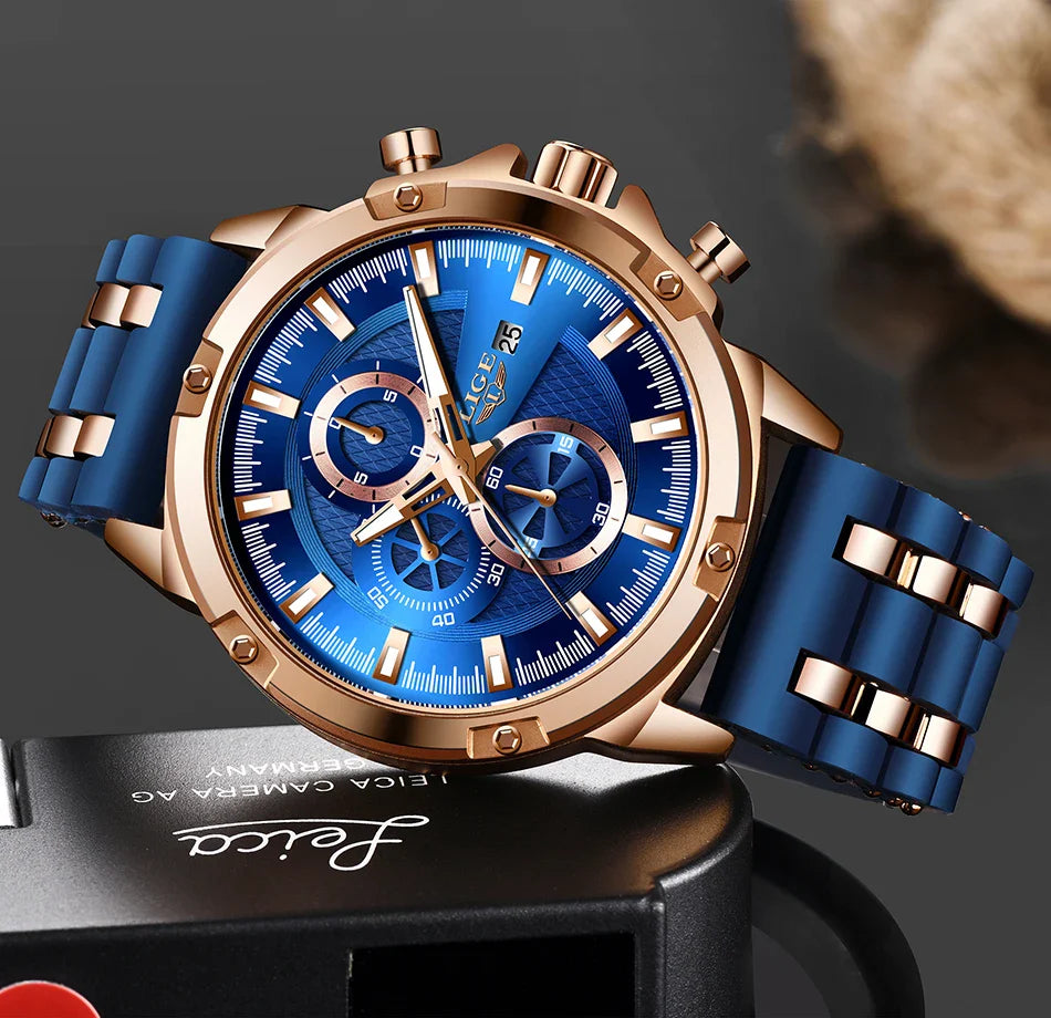 LIGE New Silicone Sport Men Watches Quartz Watch LG10028