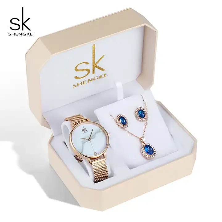 SHENGKE Luxury Jewelry Watches Bracelets Earring Necklace Gift Set Box K0039L - Michas.Zeithaus