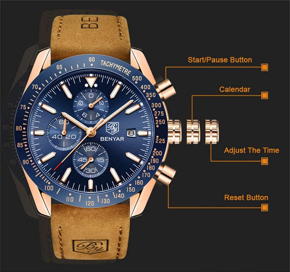 BENYAR Quartz Luxury Casual Waterproof Sports Watch