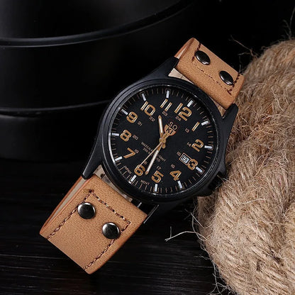Hot Sales Men's Watches Matte Leather Quartz Male Wristwatch Date Calendar Casual Watch For Men 2022 Fashion Sport
