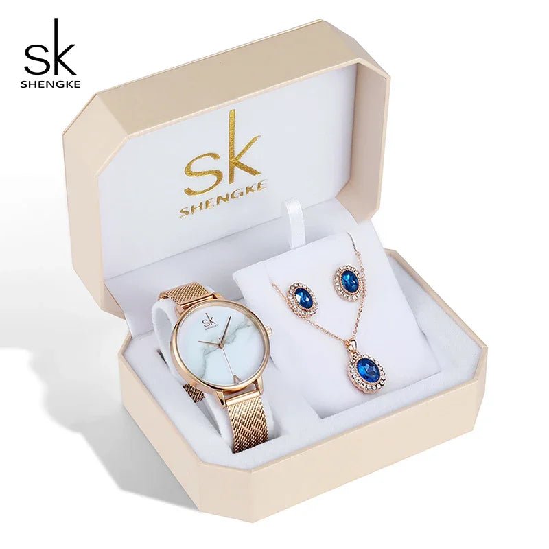 SHENGKE Luxury Jewelry Watches Bracelets Earring Necklace Gift Set Box K0039L - Michas.Zeithaus