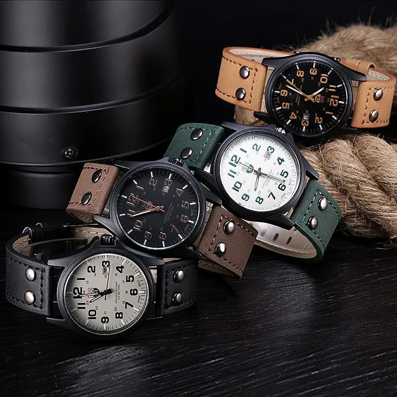 Hot Sales Men's Watches Matte Leather Quartz Male Wristwatch Date Calendar Casual Watch For Men 2022 Fashion Sport