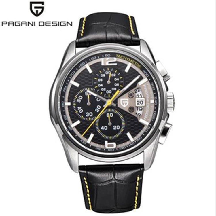 Pagani Design 3306 Luxury Leather Strap Multifunction Quartz Watch+ Chronograph - Michas.Zeithaus