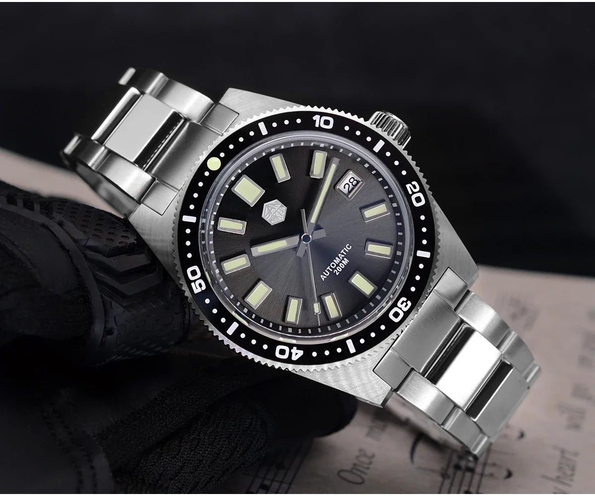 San Martin Modell SN0007 41mm V4 Taucheruhr mit NH35 Automatikuhrwerk Sapphire Glas Datumsanzeige 200m Wasserdicht