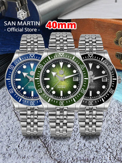San Martin 40mm  Taucheruhr mit Miyota 9015 Uhrwerk 200m wasserdicht SN0148