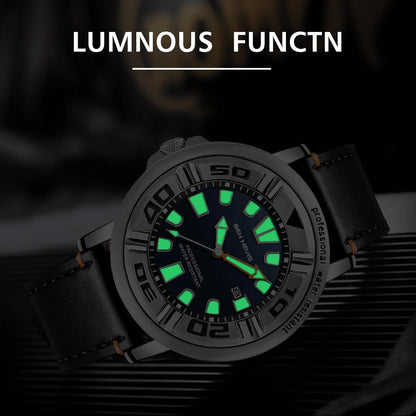 48mm Men Luminous Quartz Watch Leather Strap Wristwatch install Quartz Movement Luxury Crown at 9.0 Diving Men Wristwatch