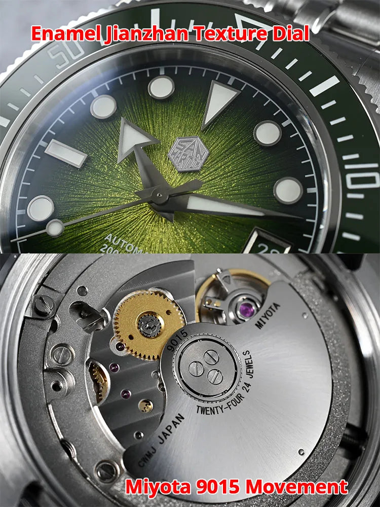 San Martin 40mm  Taucheruhr mit Miyota 9015 Uhrwerk 200m wasserdicht SN0148