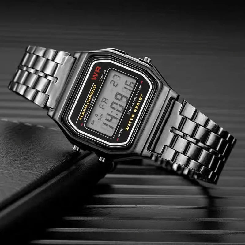 Luxury Gold Silver Sports Military Watches Men Women LED Digital Wristwatches Retro F91W Steel Band Electronic Watch Wrist Clock