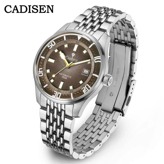 CADISEN Automatikuhr für Herren, Business-Casual-Wasserdicht, Japanisches MIYOTA 8215-Uhrwerk, Gewölbtes Glas