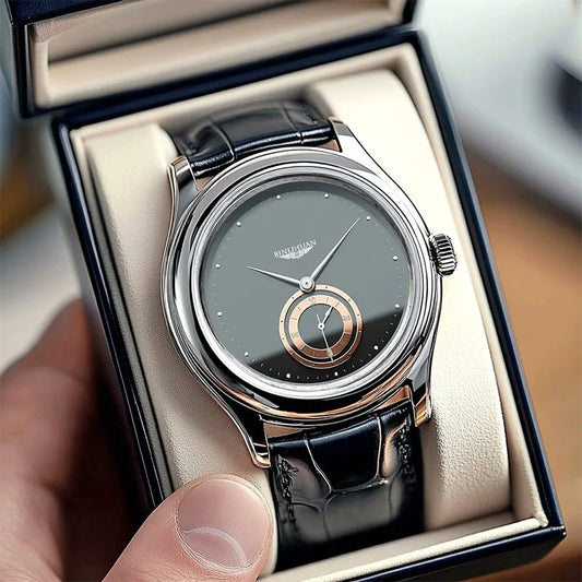 Fashion Men Business Black Leather Quartz Analog Watches Daily Valentine's Gift Graduation Gift For School