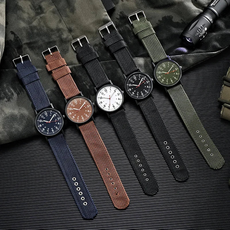 Luminous Men Sport Military Watch Shock Resistant Wristwatches Simple Nylon Band Male Army Wrist Watch Quartz