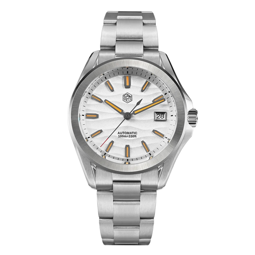 San Martin Modell SN0129 Gada Uhr 39 mm Wüstenstruktur mit NH35, Automatikuhr + Saphirglas, Wasserdicht, 100 M Leuchtend
