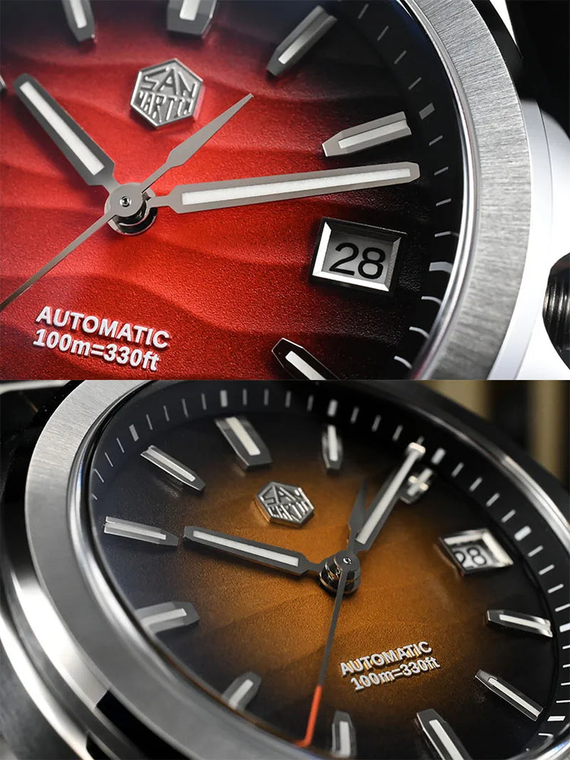 San Martin Modell SN0129 Gada Uhr 39 mm Wüstenstruktur mit NH35, Automatikuhr + Saphirglas, Wasserdicht, 100 M Leuchtend