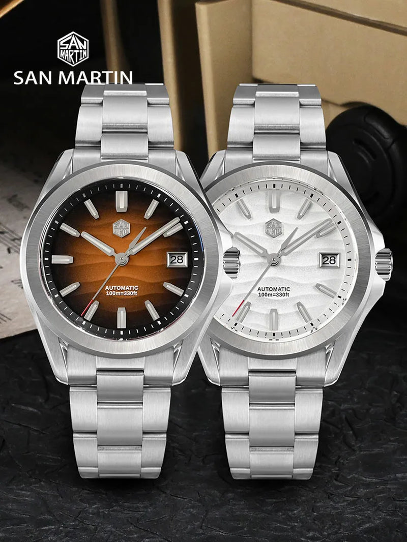 San Martin Modell SN0129 Gada Uhr 39 mm Wüstenstruktur mit NH35, Automatikuhr + Saphirglas, Wasserdicht, 100 M Leuchtend